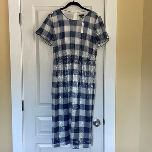 J crew gingham sequins dress new with tags size 12